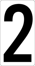 Labelmaster® 3 1/2" Number 2, White Vinyl, 2.375" x 4.125", 50/Pack (NUMBER2W)