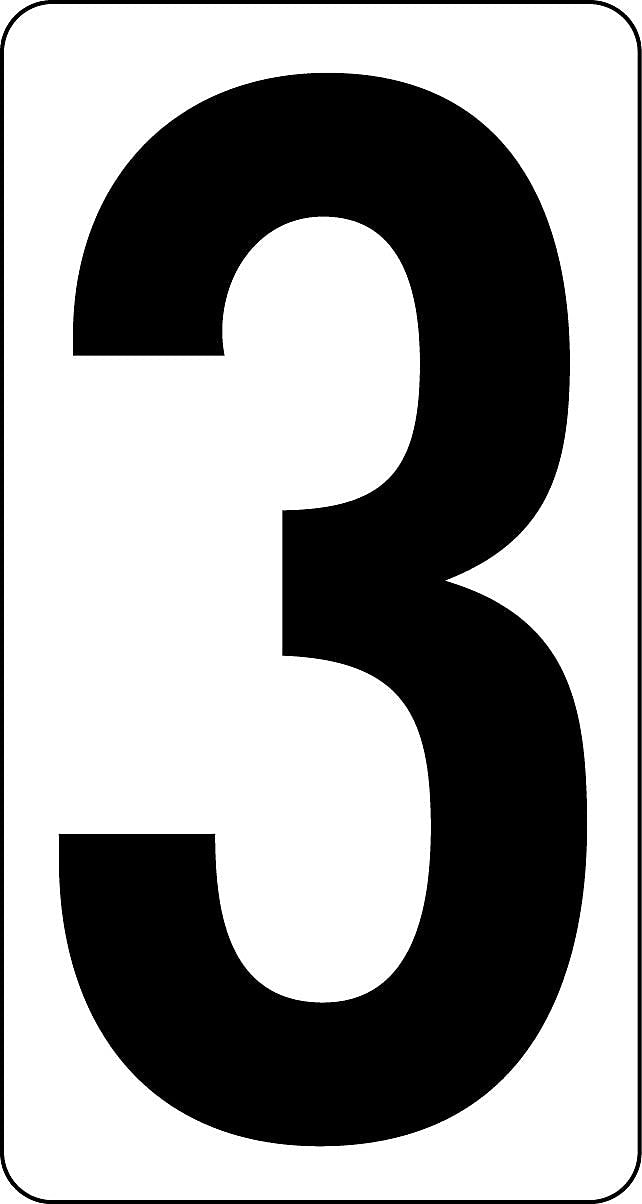 Labelmaster 3 1/2" Number 3, Clear Vinyl, 2.375" x 4.125", 50/Pack (NUMBER3R)
