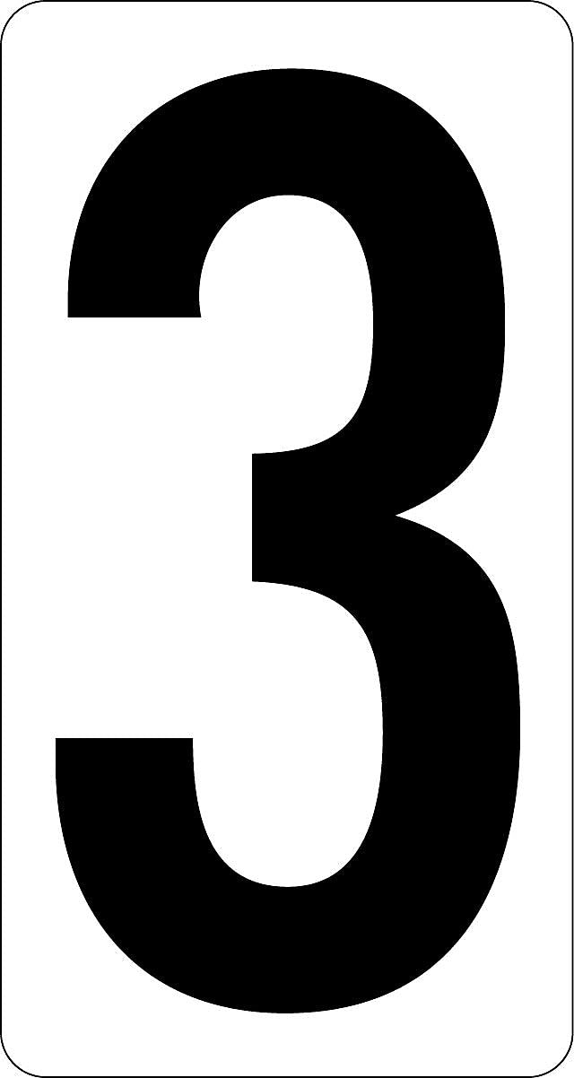 Labelmaster® 3 1/2" Numeral 3, White Vinyl, 2.375" x 4.125", 50/Pack (NUMBER3W)