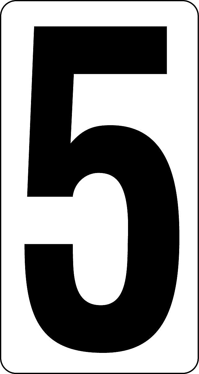 Labelmaster 3 1/2" Number 5 Clear Vinyl, 2.375" x 4.125", 50/Pack (NUMBER5R)