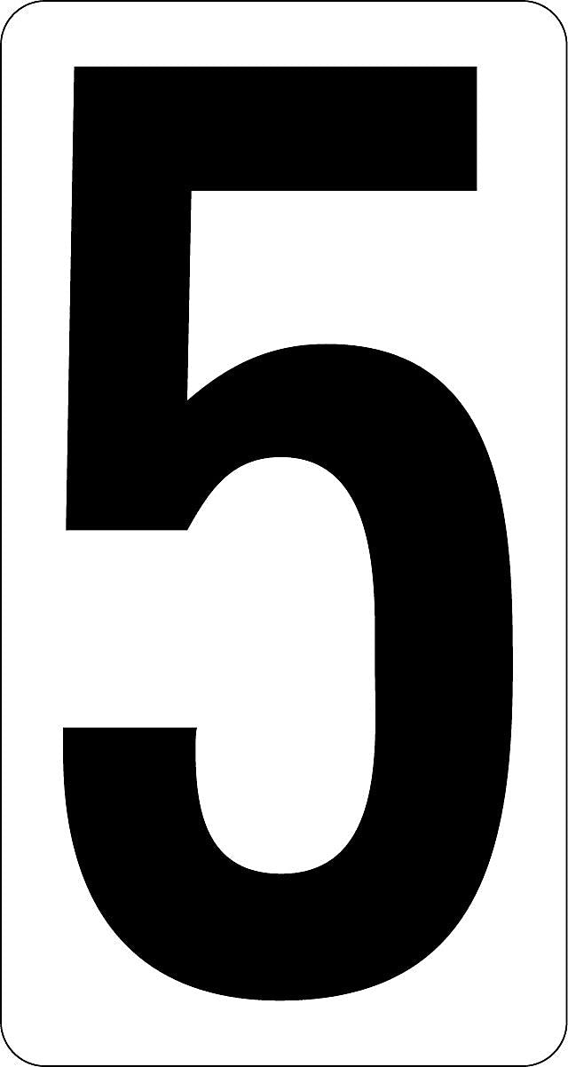Labelmaster® 3 1/2" Number 5, White Vinyl, 2.375" x 4.125", 50/Pack (NUMBER5W)