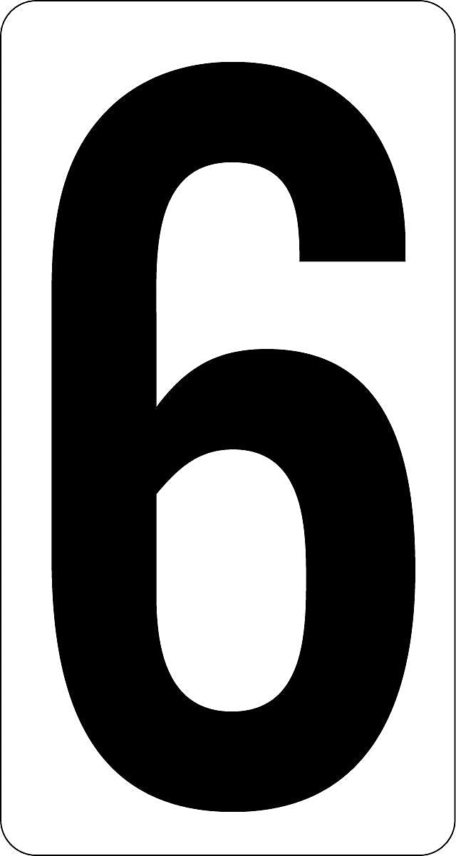 Labelmaster® 3 1/2" Number 6, White Vinyl, 2.375" x 4.125", 50/Pack (NUMBER6W)