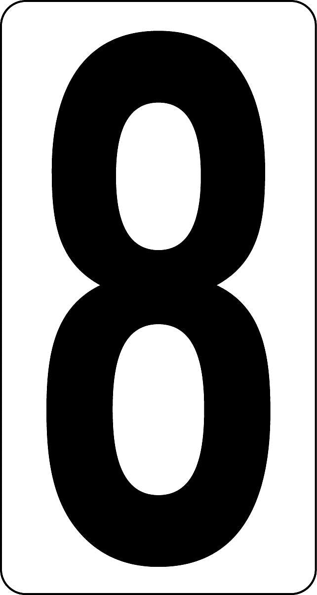 Labelmaster 3 1/2" Number 8, Clear Vinyl, 2.375" x 4.125", 50/Pack (NUMBER8R)