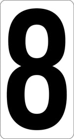 Labelmaster® 3 1/2" Number 8 White Vinyl, 2.375" x 4.125", 50/Pack (NUMBER8W)
