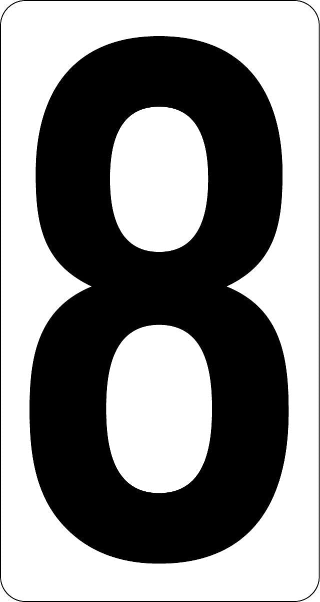 Labelmaster® 3 1/2" Number 8 White Vinyl, 2.375" x 4.125", 50/Pack (NUMBER8W)