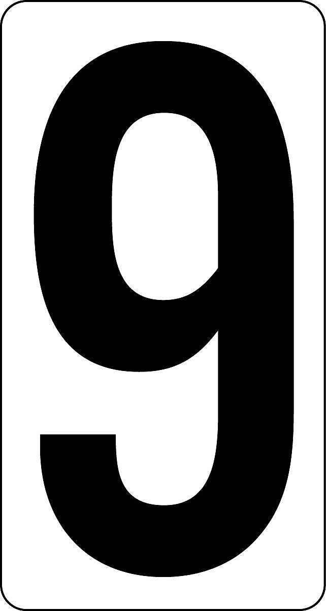 Labelmaster 3 1/2" Number 9, Clear Vinyl, 2.375" x 4.125", 50/Pack (NUMBER9R)