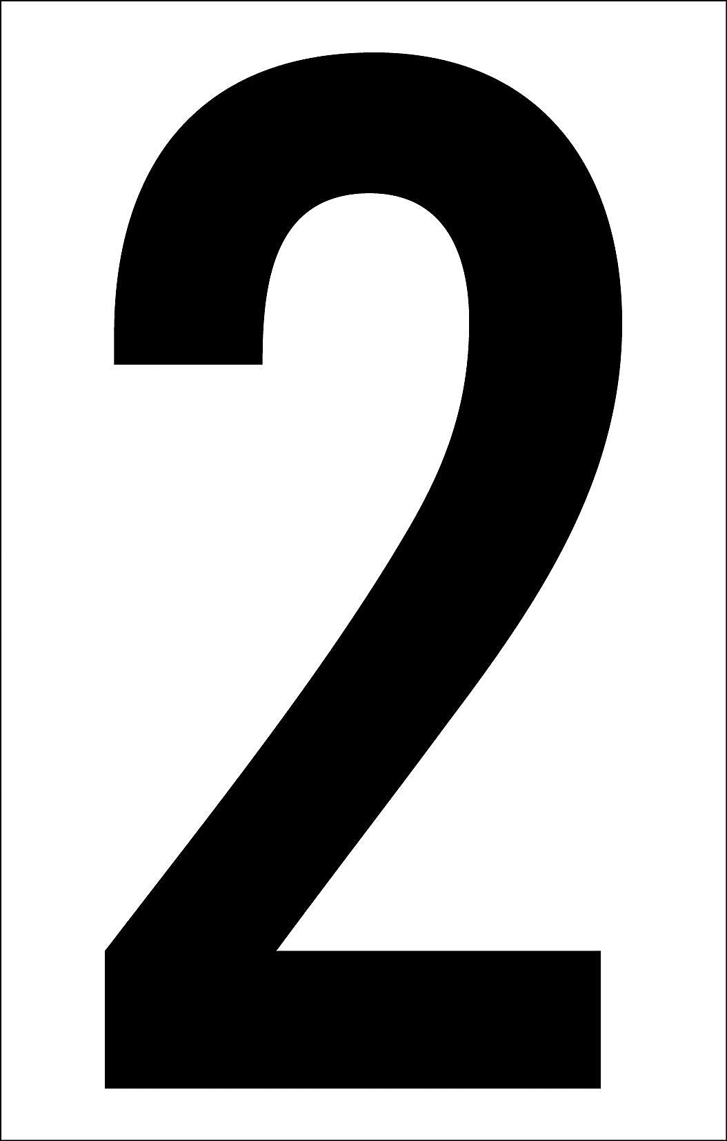 Labelmaster® 2" Numeral 2, White Vinyl, 1.1875" x 2.125", 50/Pack (NUMERAL2W)