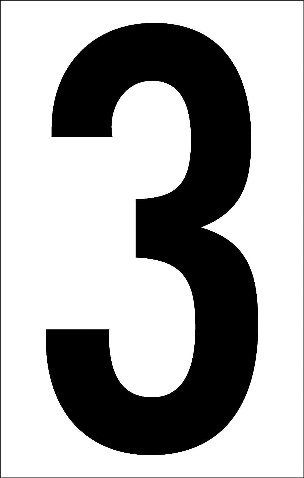 Labelmaster® 2" Numeral 3, White Vinyl, 1.1875" x 2.125", 50/Pack (NUMERAL3W)