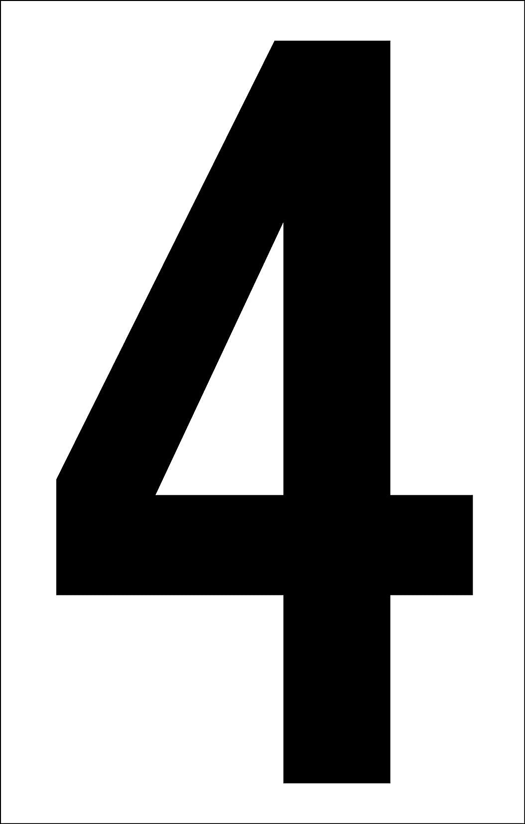 Labelmaster® 2" Numeral 4, White Vinyl, 1.1875" x 2.125", 50/Pack (NUMERAL4W)