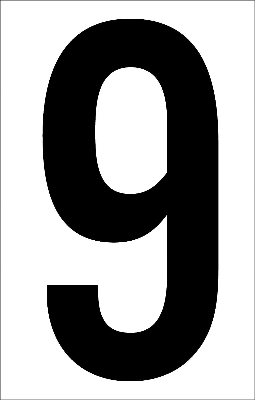 Labelmaster® 2" Numeral 9, White Vinyl, 1.1875" x 2.125", 50/Pack (NUMERAL9W)