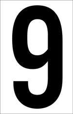 Labelmaster® 2" Numeral 9, White Vinyl, 1.1875" x 2.125", 50/Pack (NUMERAL9W)
