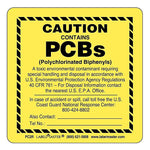 Labelmaster® Caution Contains PCBs Label, 2 1/2" x 2 1/2", 2.5" x 2.5", 50/Pack (PC2R)