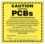 Labelmaster® Caution Contains PCBs Label, 4" x 4", 4" x 4", 50/Pack (PC4R)