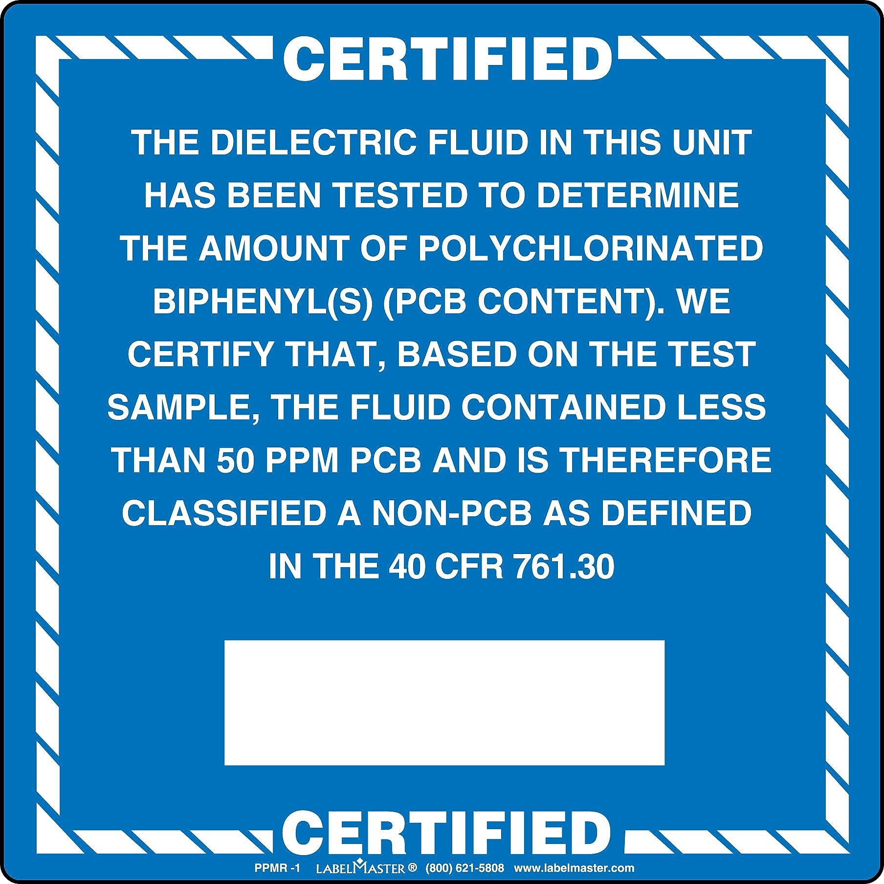 Labelmaster® Certified Labels, Standard, 6" x 6", 50/Pack (PPMR-1)
