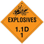 Labelmaster® Explosive Class 1.1 D Placard, Removable Vinyl, 273mm x 273mm, 25/Pack (PSR43)