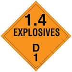 Labelmaster® Explosive Class 1.4 D Placard, Removable Vinyl, 273mm x 273mm, 25/Pack (PSR72)
