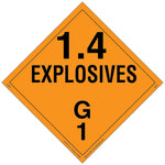 Labelmaster® Explosive Class 1.4 G Placard, Removable Vinyl, 273mm x 273mm, 25/Pack (PSR75)
