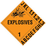 Labelmaster® Explosive Class 1.1, 1.2 & 1.3 Placard w/Tabs, Permanent Vinyl, 273mm x 273mm, 25/Pack (PV32R)