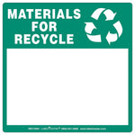 Labelmaster® Materials for Recycle Label, Blank No Ruled Lines Stock PVCF, 6" x 6", 100/Pack (RECY69VS)