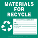 Labelmaster® Materials for Recycle Label, w/Originator Info, Stock PVCF, 100/Pack (RECY89VS)