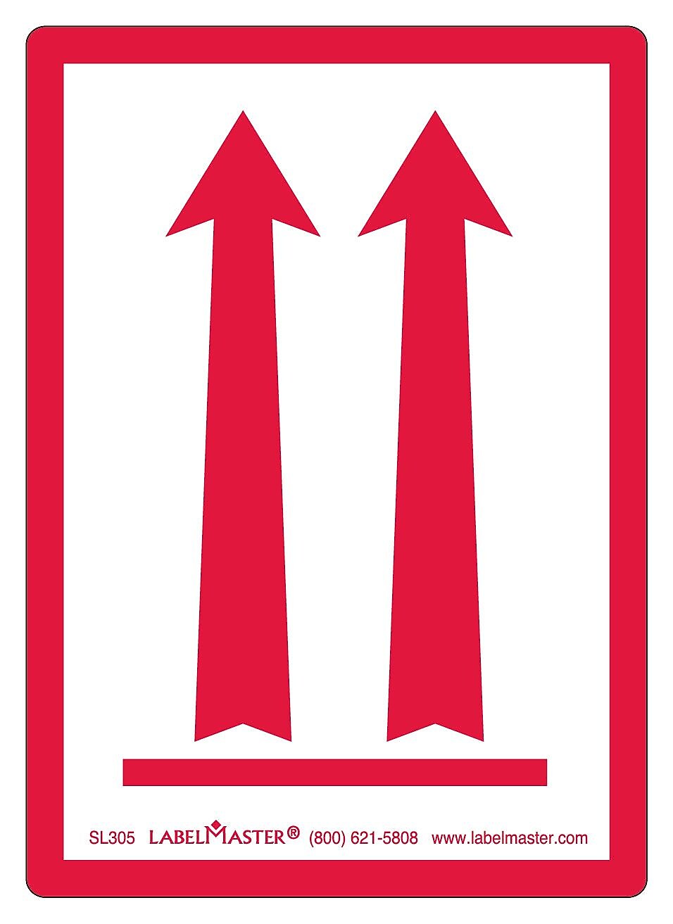 Labelmaster® Red Arrows Up Air Label, PVC-Free Film 2 15/16" x 4 1/8", 2.3125" x 4.125", 500/Roll (SL305)