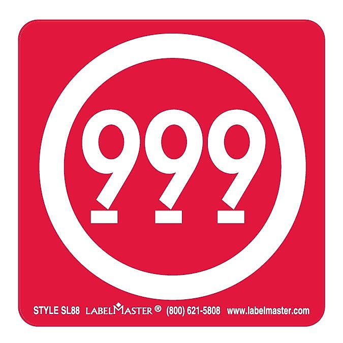 Labelmaster® Expedited Handling Marking, 999, Vinyl, 2" x 2", 2" x 2", 500/Roll (SL88)