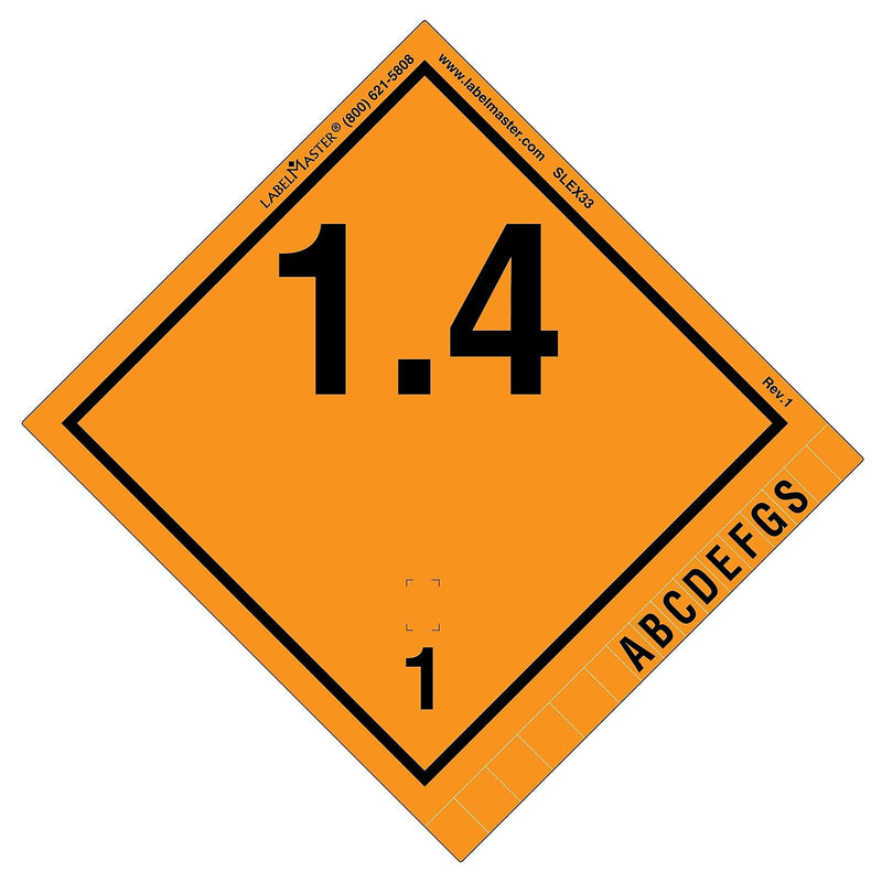 Labelmaster® Explosive 1.4 International Label, Vinyl, 100mm x 100mm, 500/Roll (SLEX33)