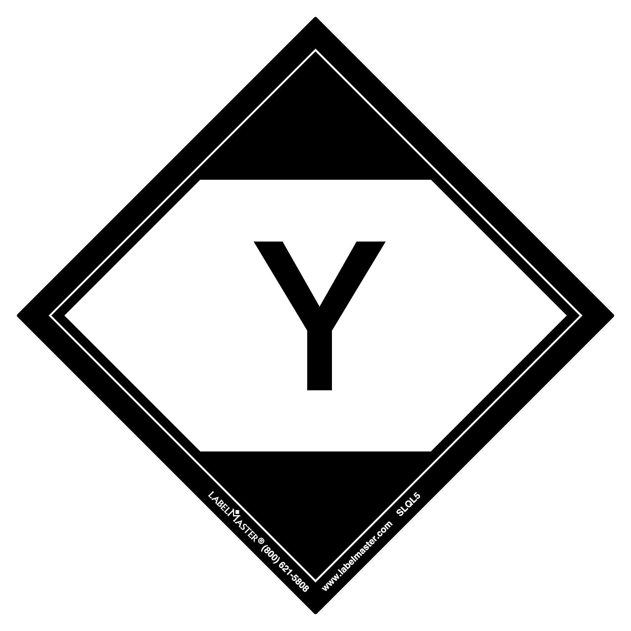 Labelmaster® Limited Quantity Label, "Y", 100mm x 100mm, PVCF, 100mm x 100mm, 500/Roll (SLQL5)