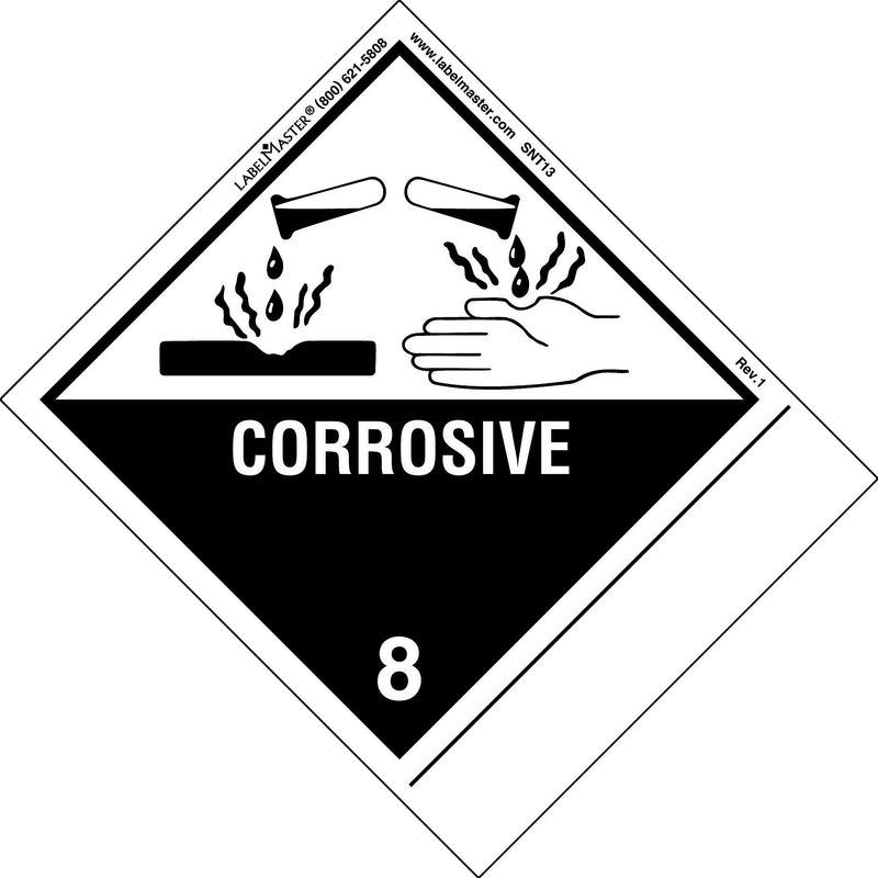 Labelmaster® Corrosive Label, Blank, Shipping Name, Paper, Standard Tab, 120mm x 100mm, 500/Roll (SNT13)