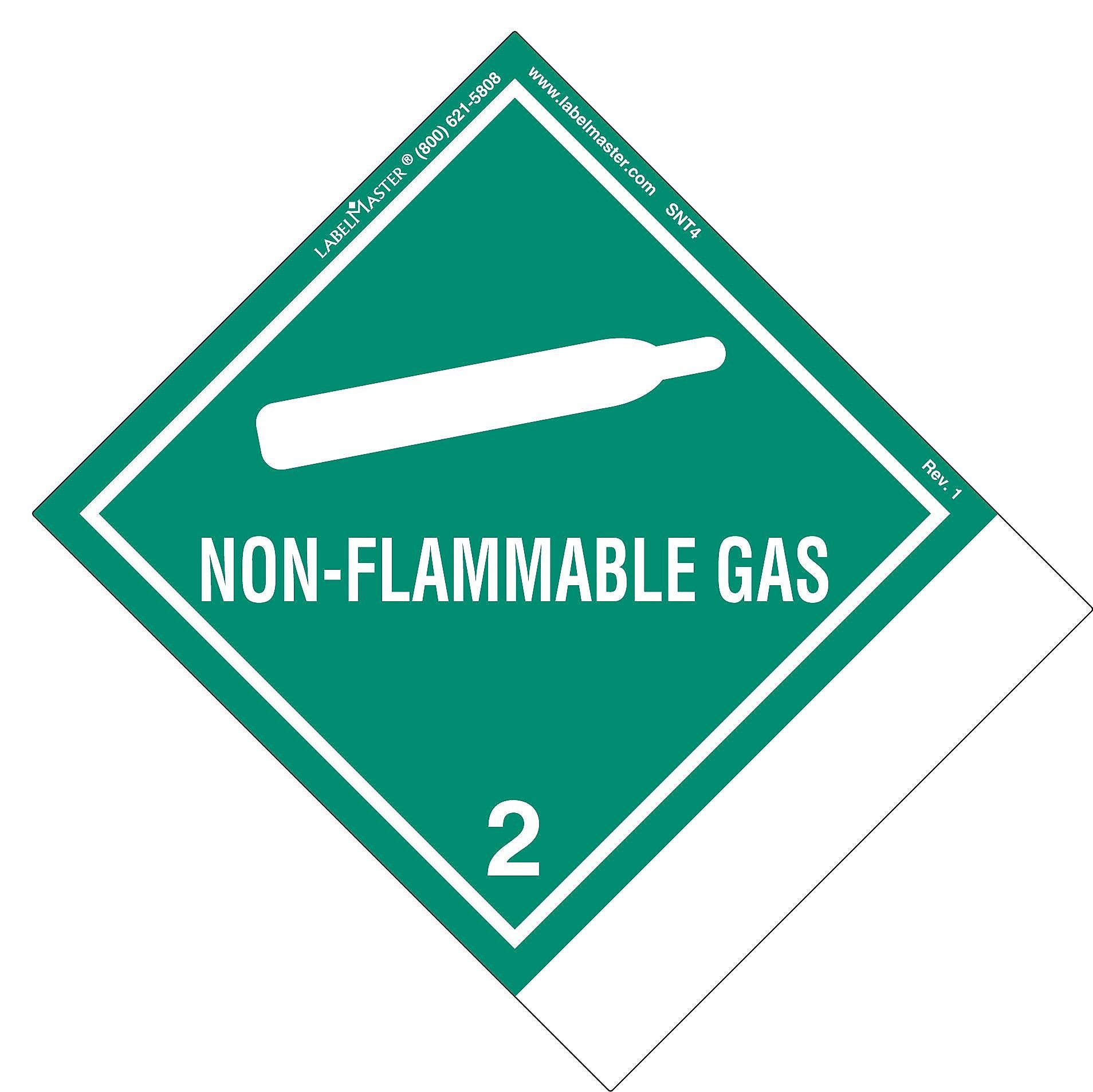 Labelmaster® Non-Flammable Gas Label, Blank, Paper, Standard Tab, 120mm x 100mm, 500/Roll (SNT4)