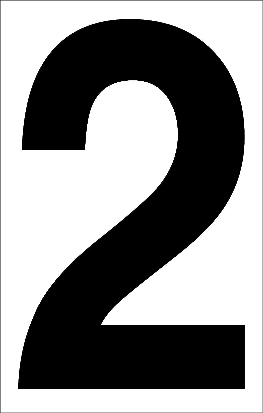 Labelmaster 4" Number 2, Clear Vinyl, 3.38" x 4.75", 25/Pack (SS4B2)