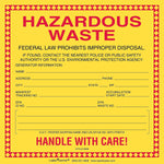 Labelmaster® Standard Waste Label, Stock PVC-Free Film, 6" x 6", Pack of 100, 6" x 6", 100/Pack (WM8)