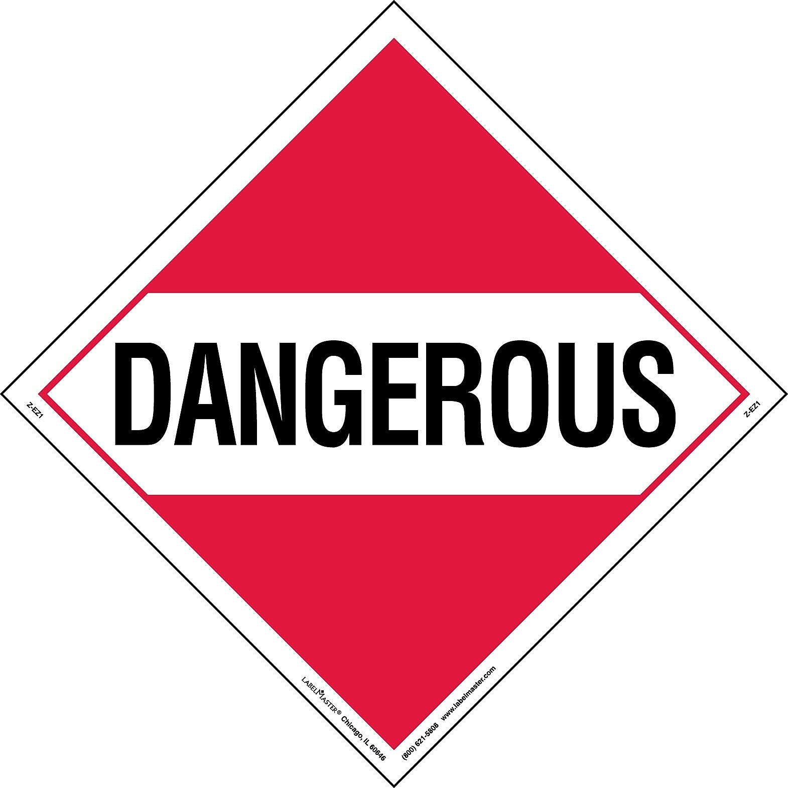 Labelmaster® Dangerous Placard, Worded, E-Z Removable Vinyl, 273mm x 273mm, 25/Pack (Z-EZ1)