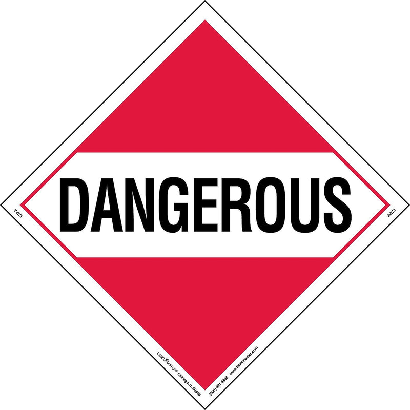Labelmaster® Dangerous Placard, Worded, E-Z Removable Vinyl, 273mm x 273mm, 25/Pack (Z-EZ1)