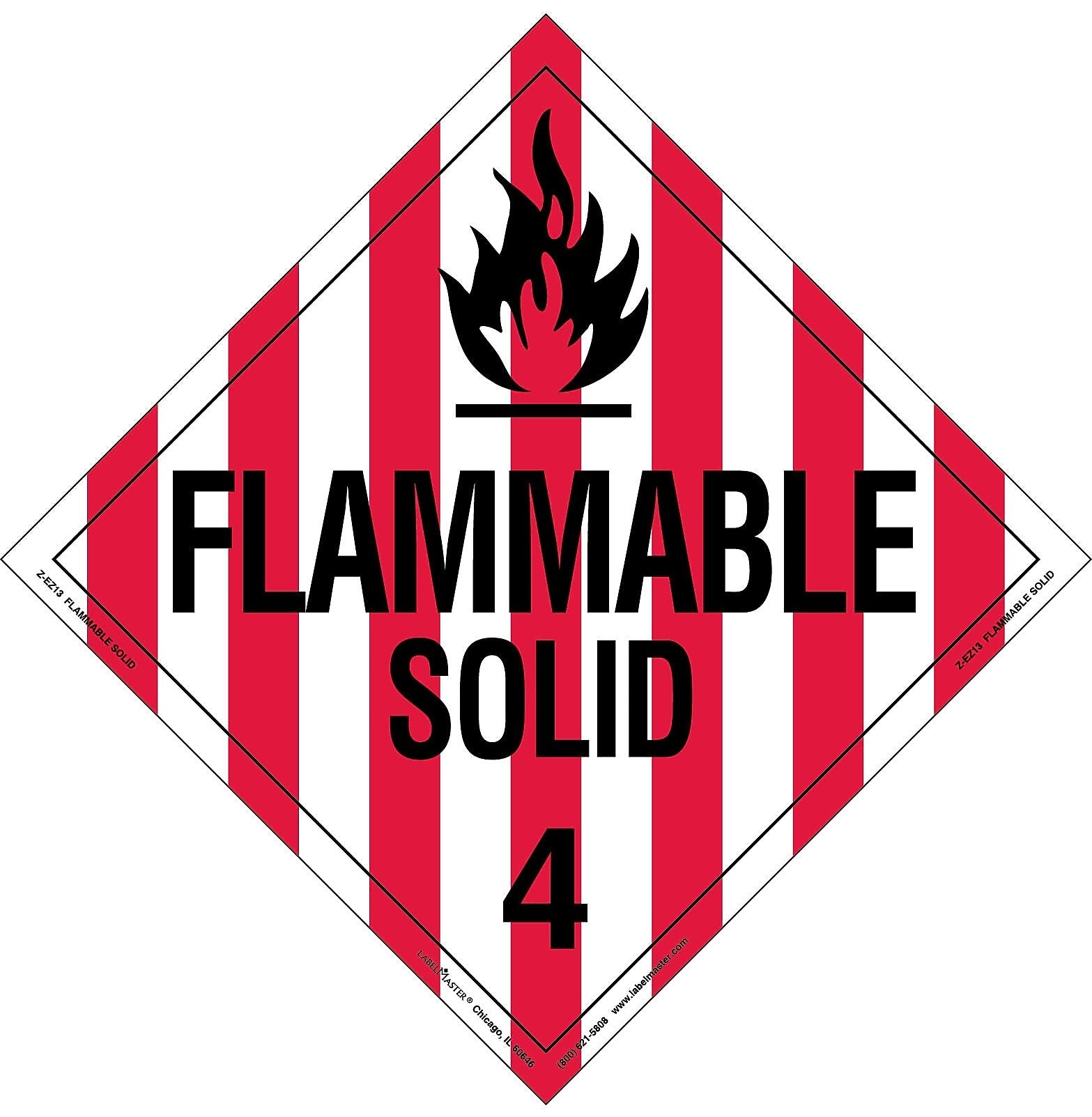 Labelmaster® Flammable Solid Placard, Worded, E-Z Removable Vinyl, 273mm x 273mm, 25/Pack (Z-EZ13)