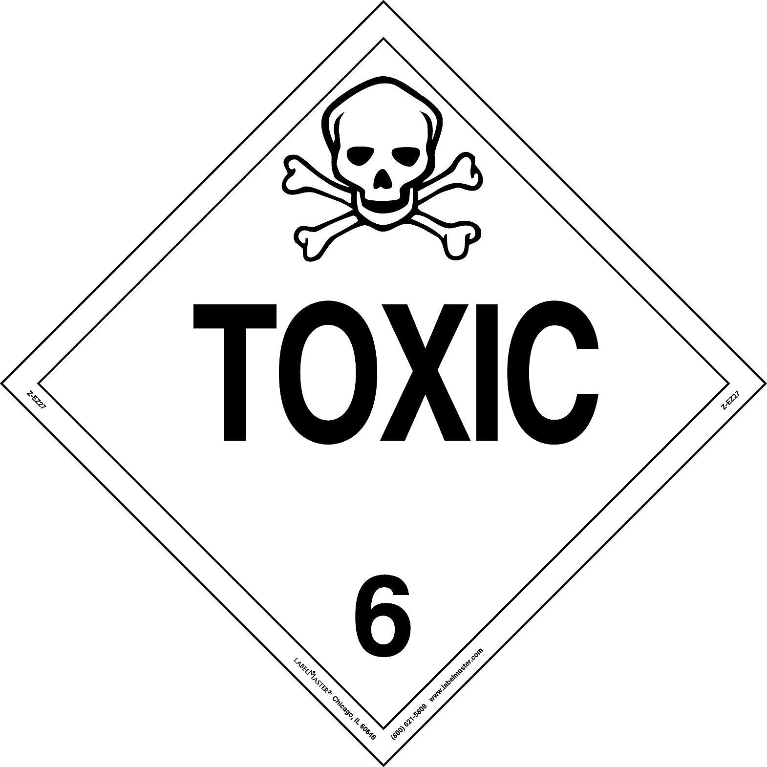 Labelmaster® Toxic Placard, Worded, E-Z Removable Vinyl, 273mm x 273mm, 25/Pack (Z-EZ27)