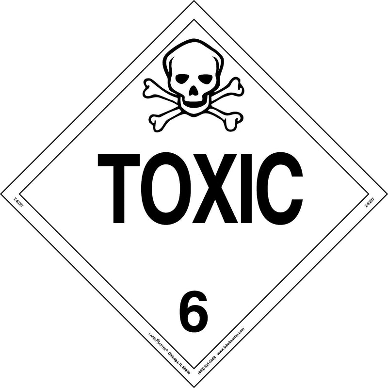 Labelmaster® Toxic Placard, Worded, E-Z Removable Vinyl, 273mm x 273mm, 25/Pack (Z-EZ27)