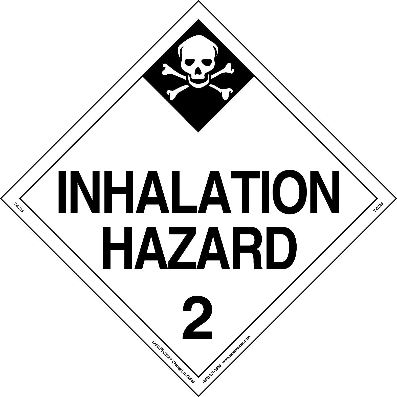 Labelmaster® Inhalation Hazard 2 Placard, Worded, E-Z Removable Vinyl, 273mm x 273mm, 25/Pack (Z-EZ28)