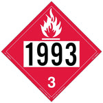 Labelmaster® Flammable Liquid Placard, UN 1993, Permanent Vinyl, 273mm x 273mm, 25/Pack (Z-IDF)