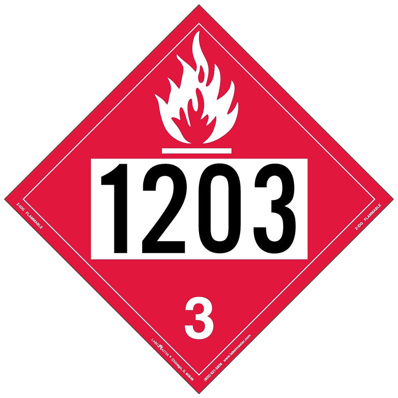 Labelmaster® Flammable Liquid Placard, UN 1203, Permanent Vinyl, 273mm x 273mm, 25/Pack (Z-IDG)