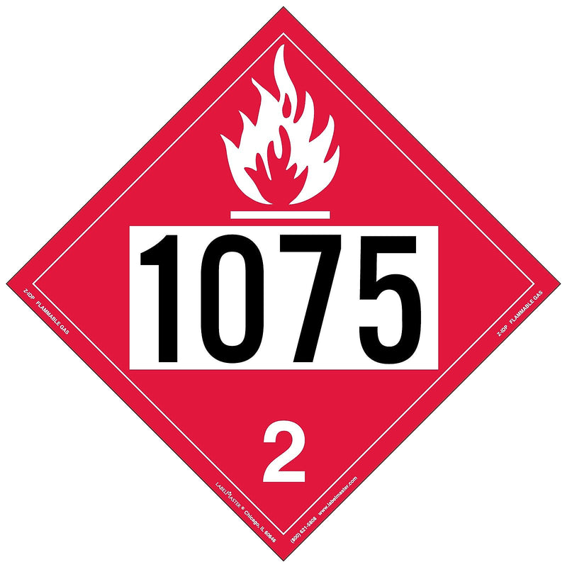 Labelmaster® Flammable Gas Placard, UN 1075, Permanent Vinyl, 273mm x 273mm, 25/Pack (Z-IDP)