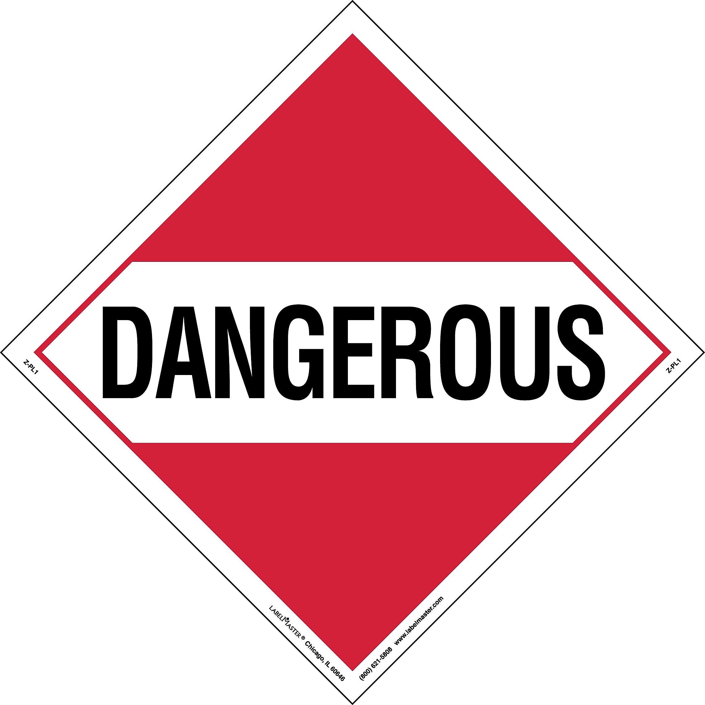 Labelmaster® Dangerous Placard, Worded Tag Board, 10.75" x 10.75", 25/Pack (Z-PL1)