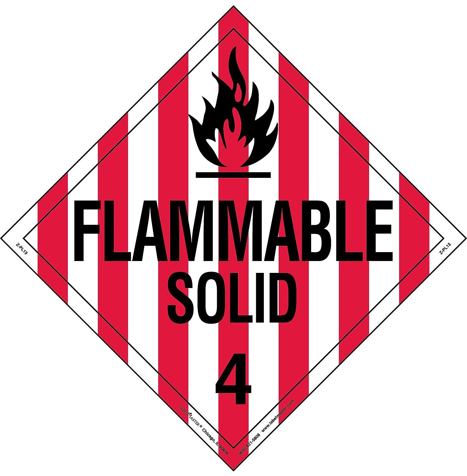 Labelmaster® Flammable Solid Placard, Worded, Tag Board, 10.75" x 10.75", 25/Pack (Z-PL13)