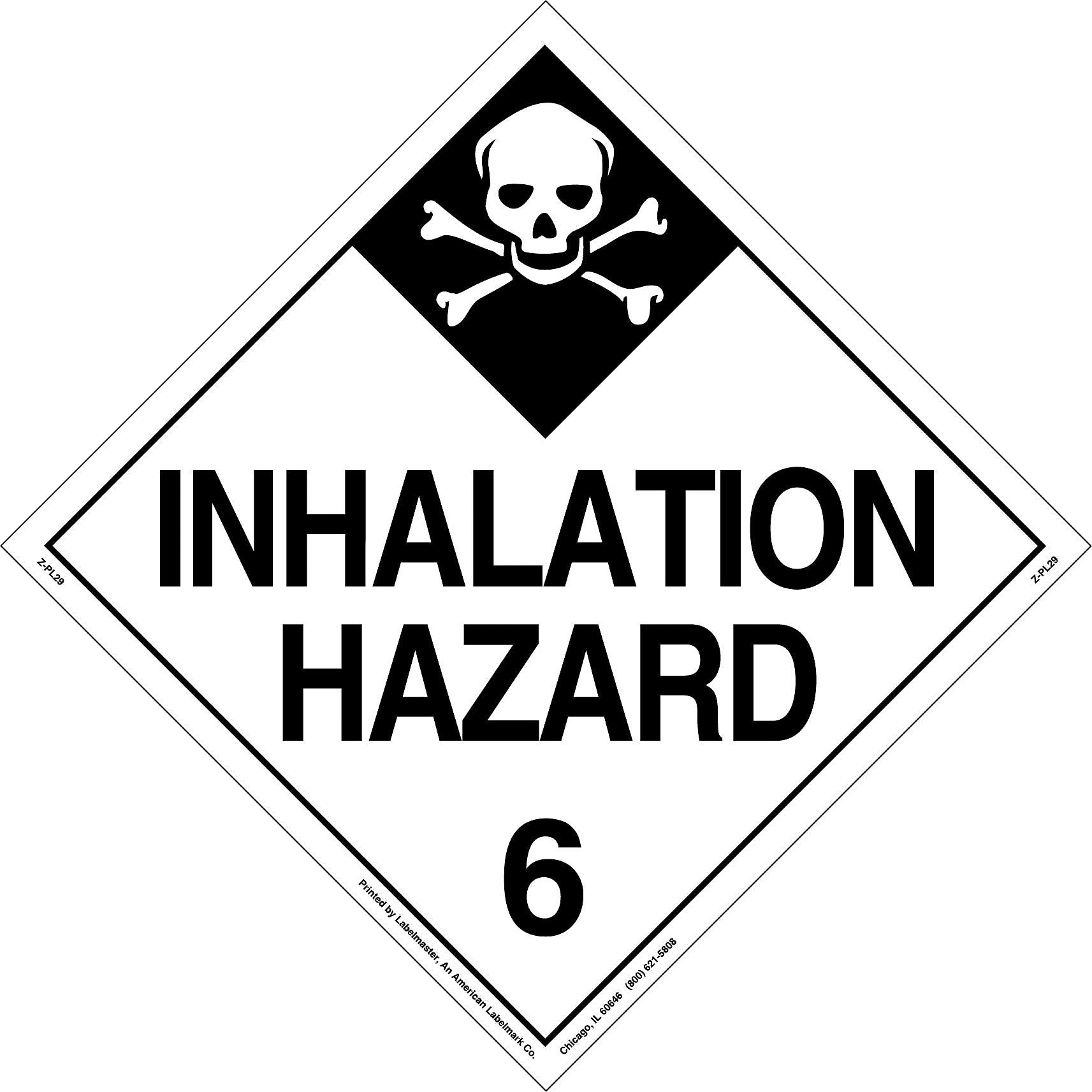 Labelmaster® Inhalation Hazard Placard, Worded, Tag Board, 10.75" x 10.75", 25/Pack (Z-PL29)