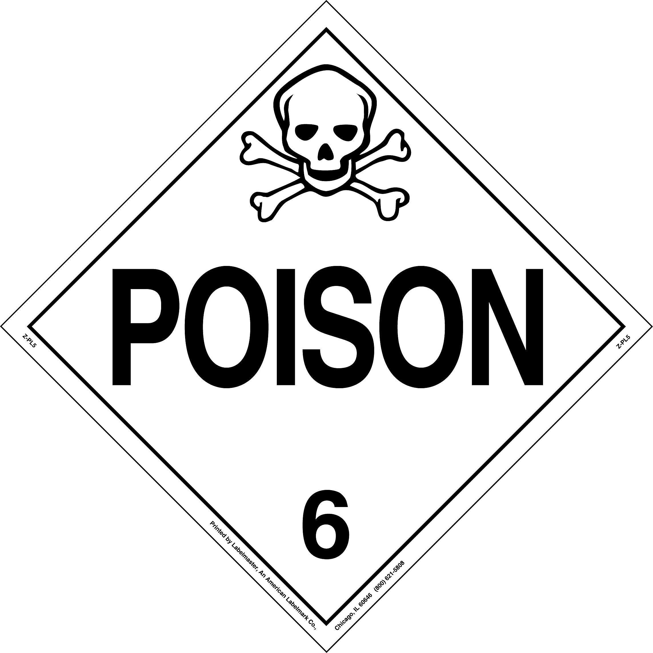 Labelmaster® Poison Placard, Worded, Tag Board, 10.75" x 10.75", 25/Pack (Z-PL5)