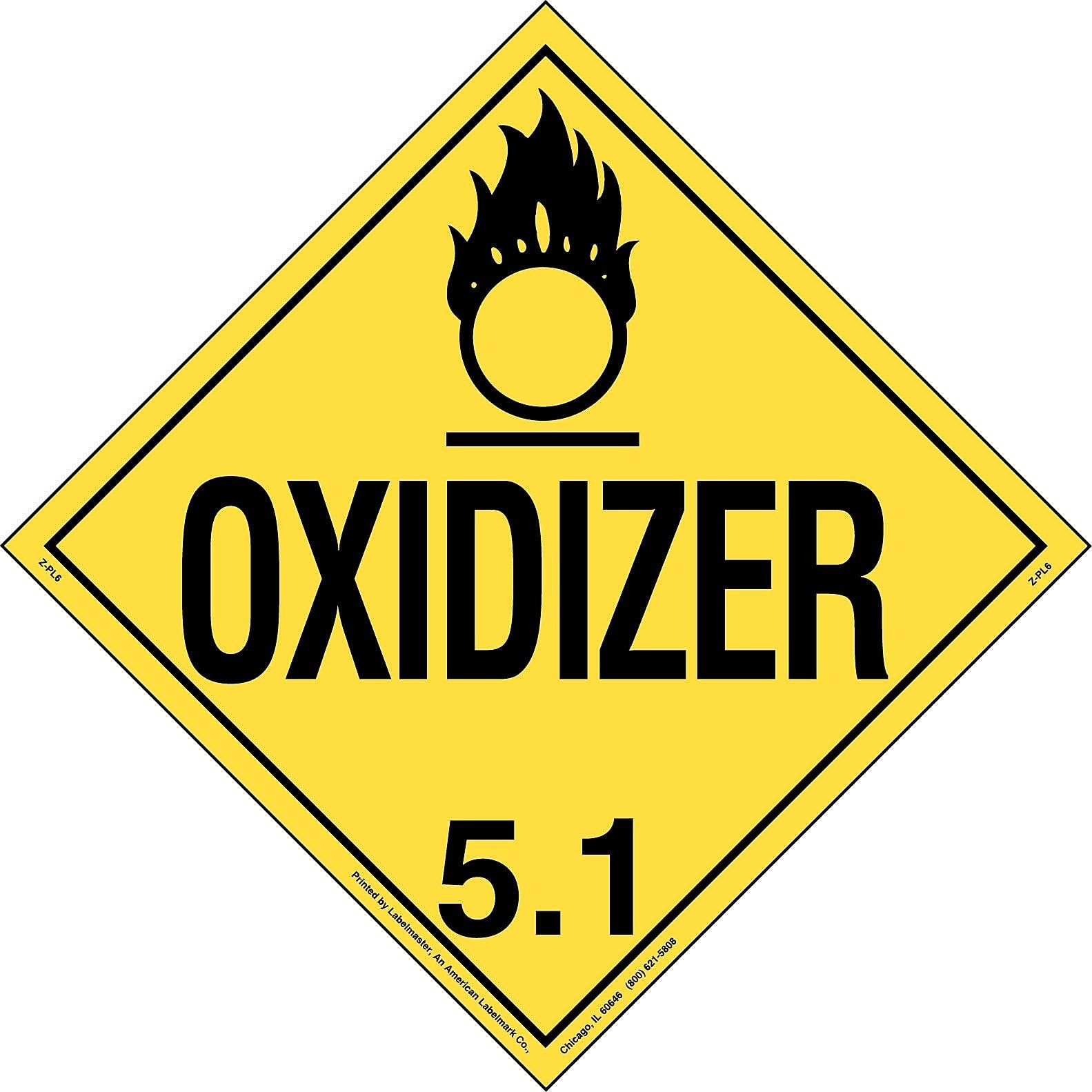 Labelmaster® Oxidizer Placard, Worded, Tag Board, 10.75" x 10.75", 25/Pack (Z-PL6)