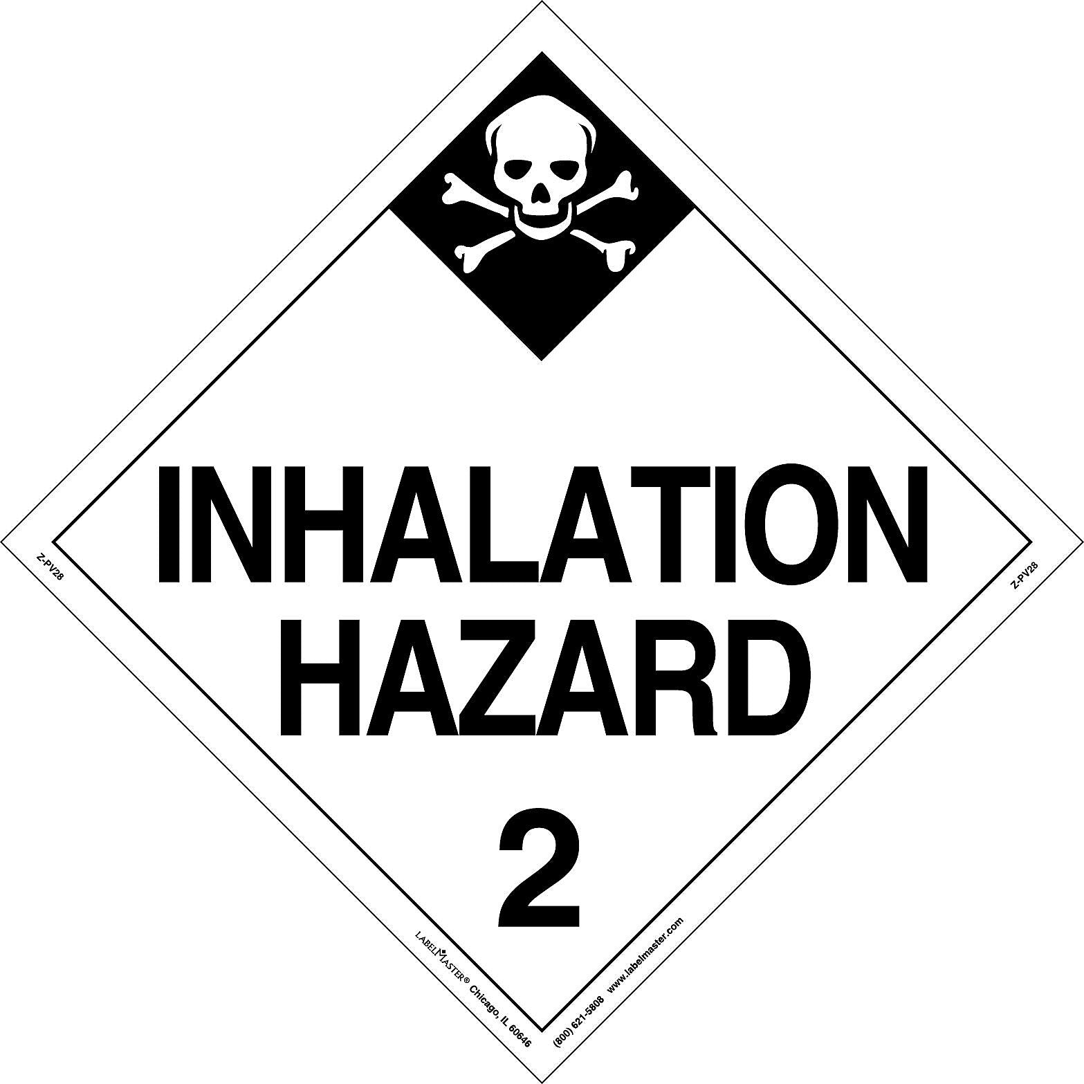 Labelmaster® Inhalation Hazard 2 Placard, Worded, Permanent Vinyl, 273mm x 273mm, 25/Pack (Z-PV28)