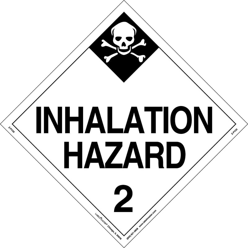 Labelmaster® Inhalation Hazard 2 Placard, Worded, Permanent Vinyl, 273mm x 273mm, 25/Pack (Z-PV28)