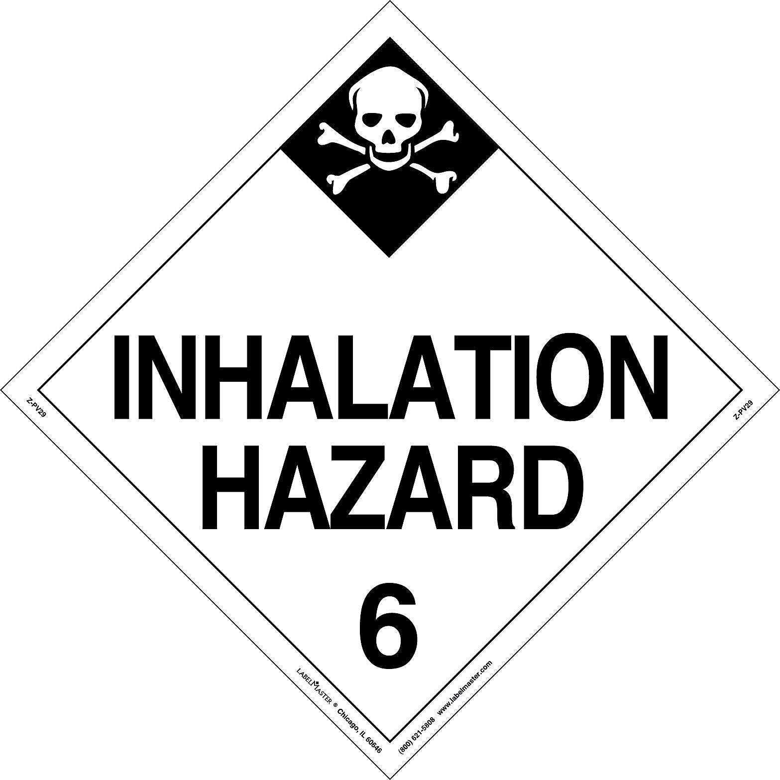 Labelmaster® Inhalation Hazard Placard, Worded, Permanent Vinyl, 273mm x 273mm, 25/Pack (Z-PV29)