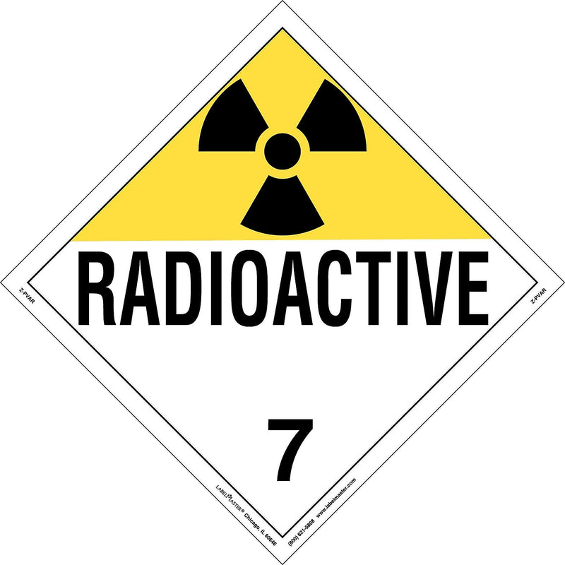 Labelmaster® Radioactive Placard, Worded, Permanent Vinyl, 273mm x 273mm, 25/Pack (Z-PVAR)